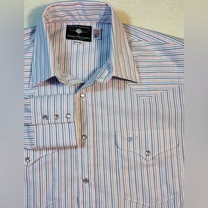 Flying R Ranchwear Made In USA Multi-Colored Striped Shirt Size 16.5-35C WESTERN